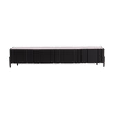 Front view of the Taza TV Unit showcasing its sleek Brazilian crystal grey slate top and clean, minimalist design.